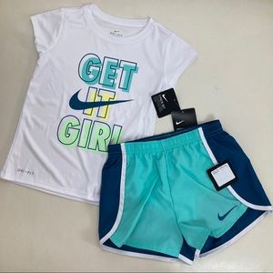 Nike Dri-Fit girls cute active shorts set
